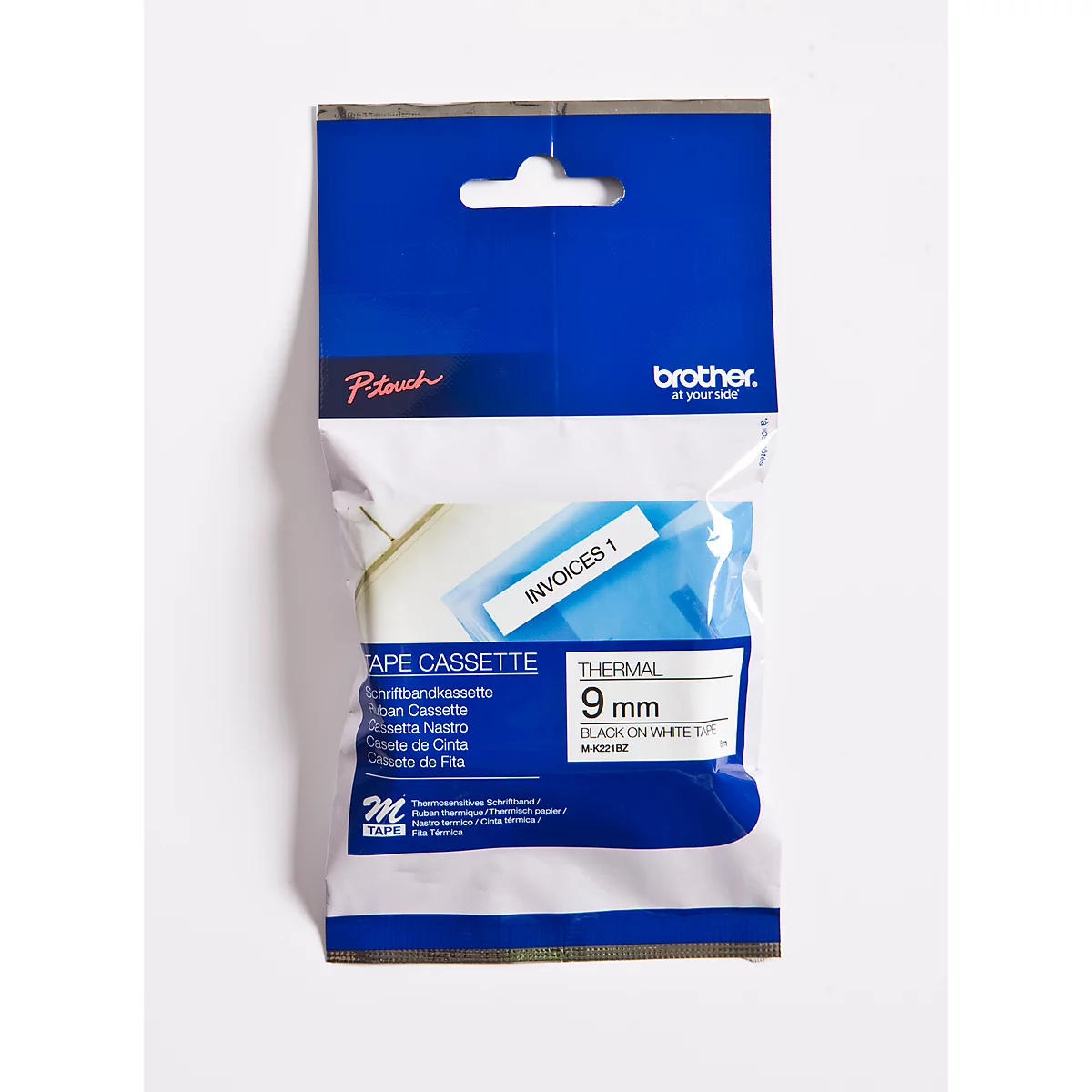 Brother M-lint beletteringssysteem K 221, 9 mm, wit/zwart