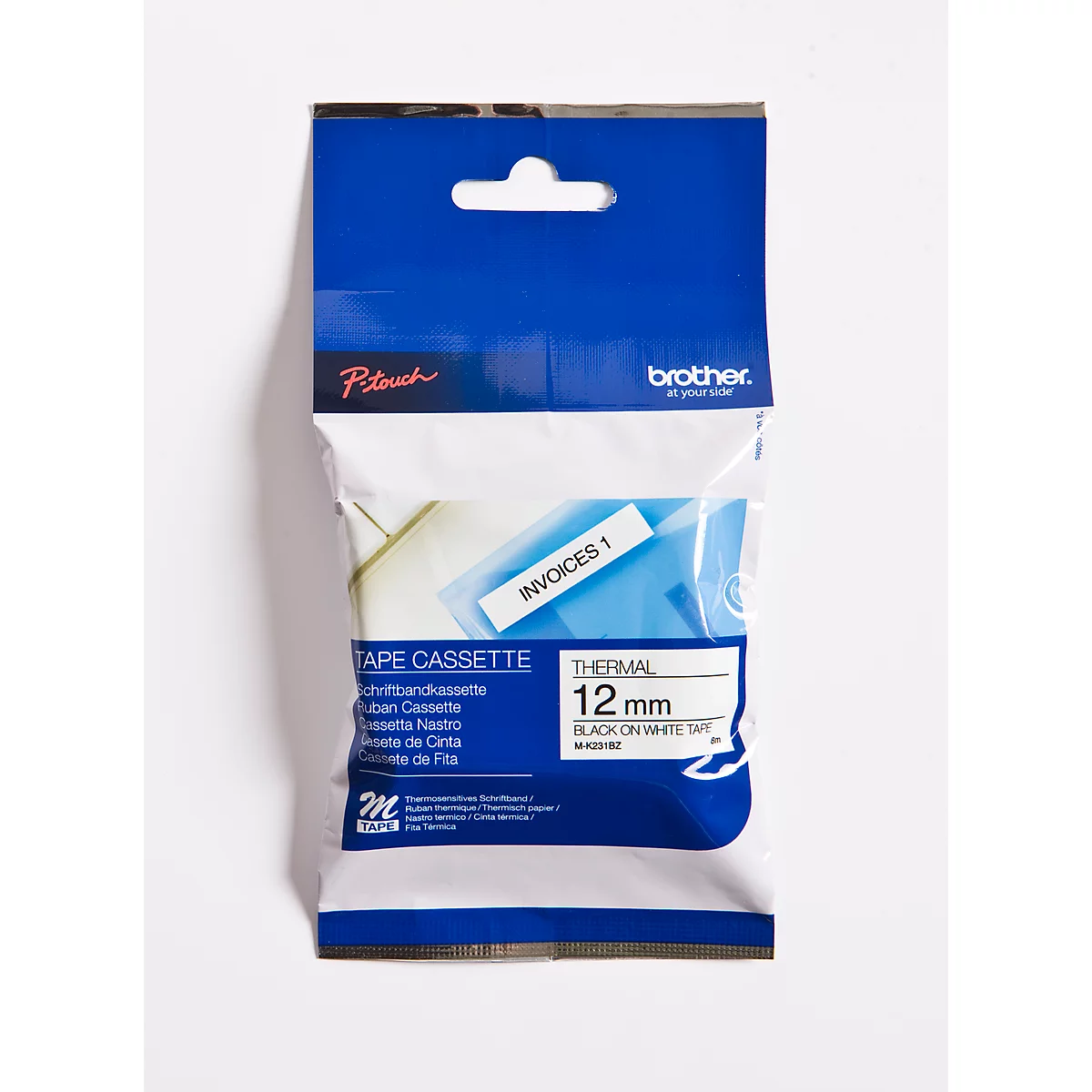 Brother M-lint beletteringssysteem K 231, 12 mm, wit/zwart