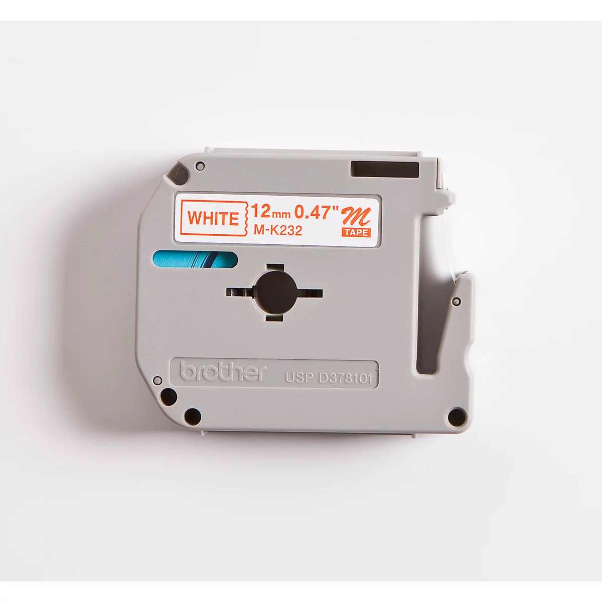 Brother M-Schriftbandkassette K 232, 12 mm, weiss/rot