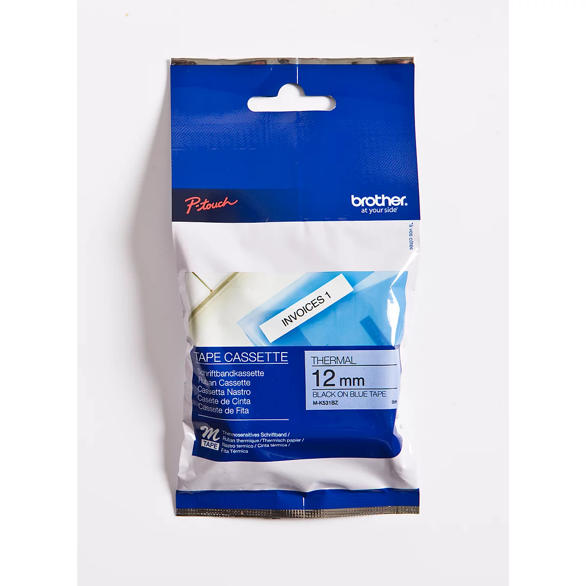 Brother M-Schriftbandkassette K 531, 12 mm, blau/schwarz