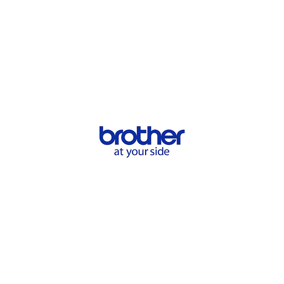 Blaues Firmenlogo der Marke Brother mit dem Slogan at your side auf weißem Hintergrund.