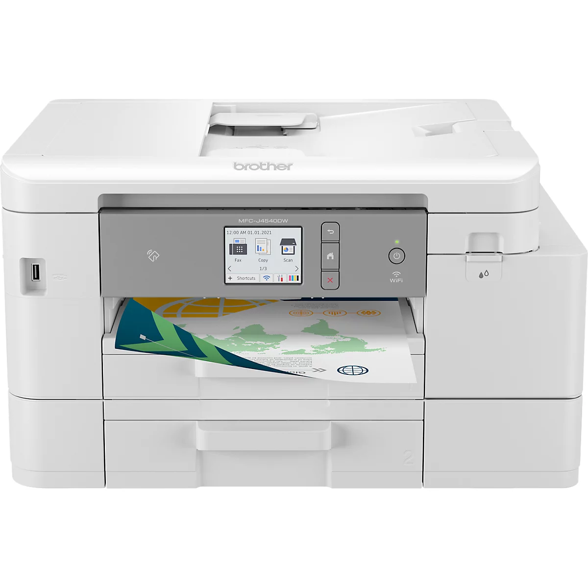 Brother Multifunktionsdrucker MFC-J4540DW, 4-in-1, USB 2.0/LAN/WLAN/NFC, App-Steuerung, Auto-Duplex, Mobildruck, bis A4, inkl. CMYK Tintenpatronen