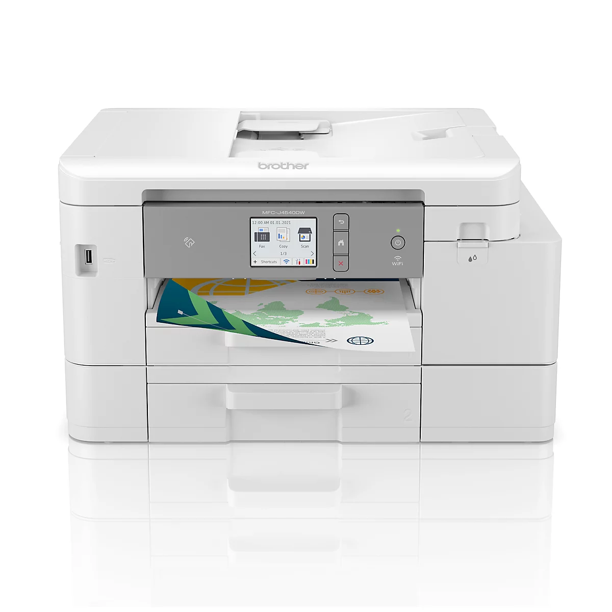 Brother Multifunktionsdrucker MFC-J4540DWXL, 4-in-1, USB 2.0/LAN/WLAN/NFC, App-Steuerung, Auto-Duplex, Mobildruck, bis A4, mit XL CMYK Tintenpatronen