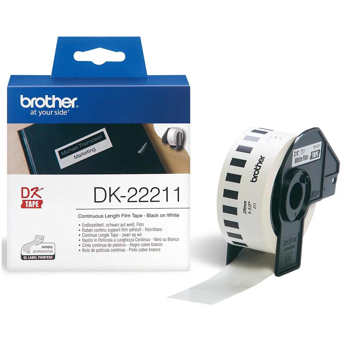 Brother oneindig etiket DK-22211, 29mm x 15,24 m, film wit