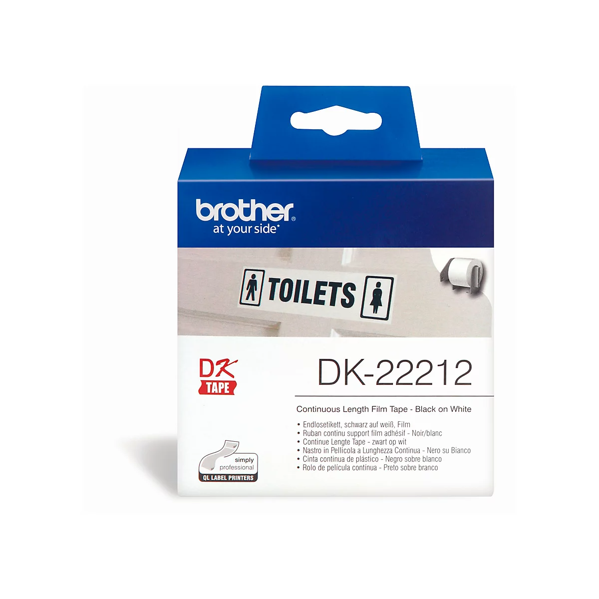 Brother oneindig etiket DK-22212, 62mm x 15,24 m, film wit