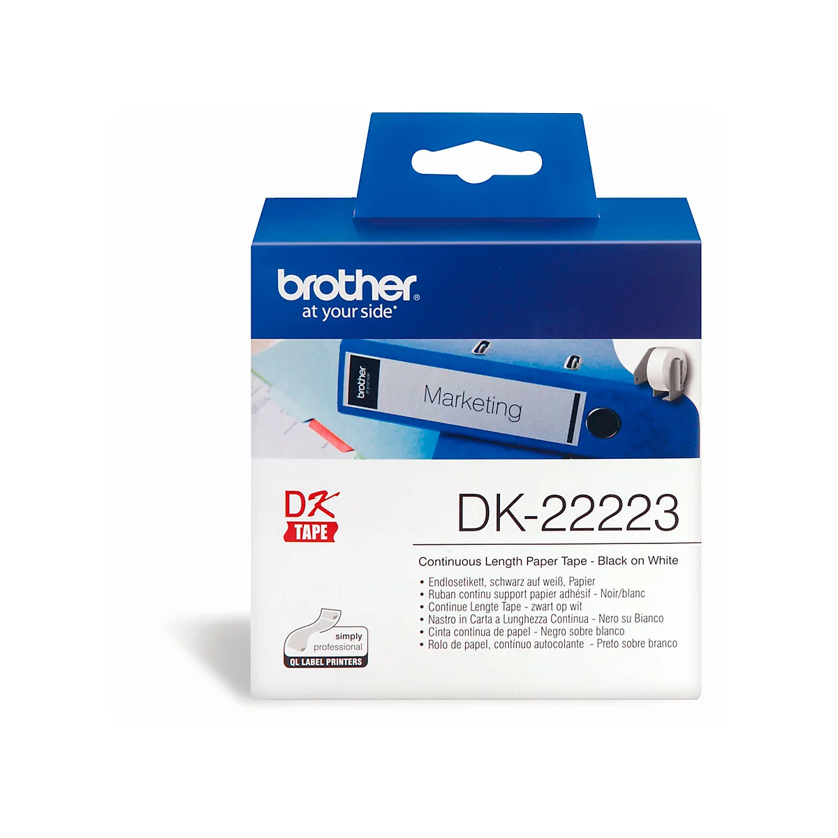 Brother oneindig etiket, DK-22223, 50 mm x 30,48 m, papier wit