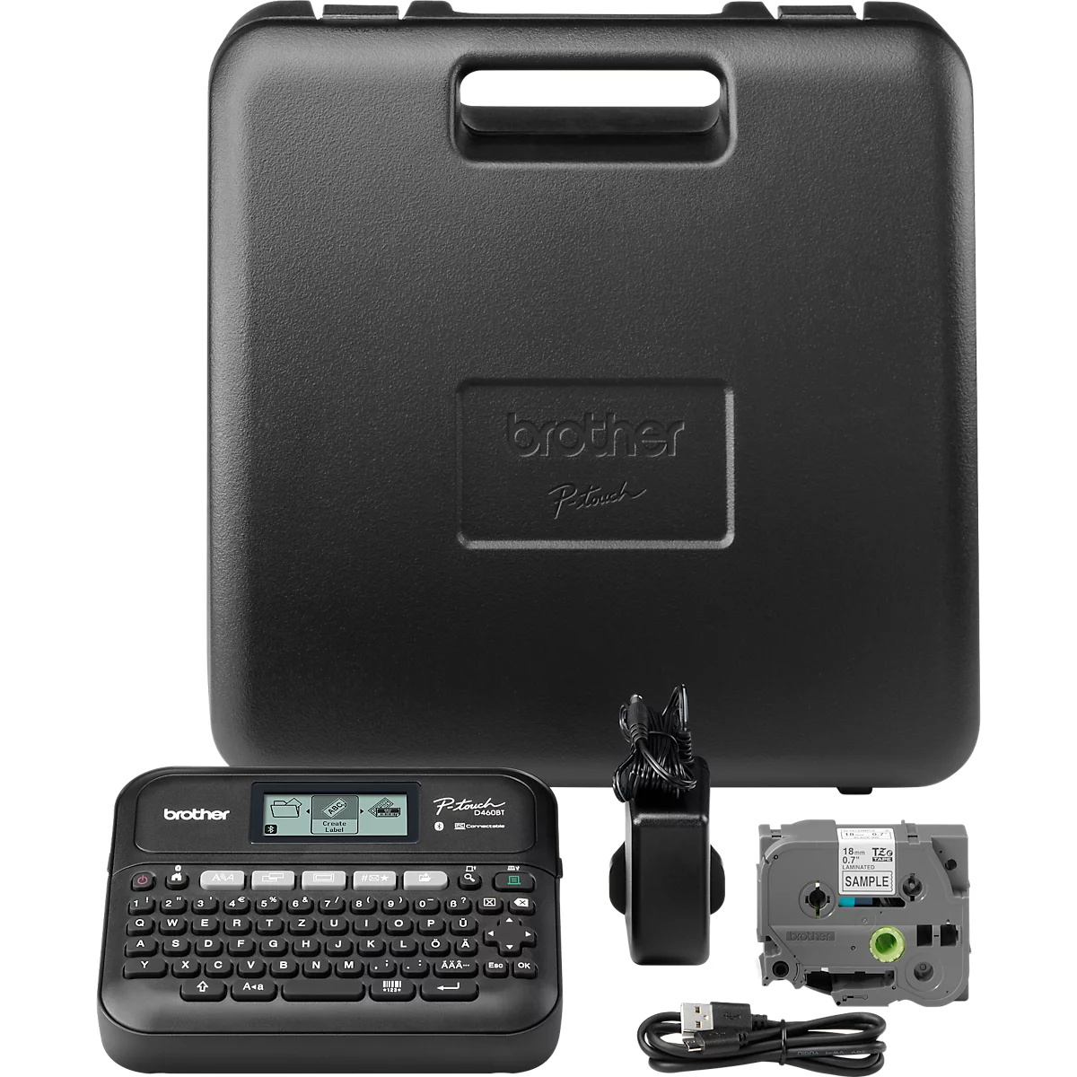 Brother PT-D610BTVP etiketteerder, thermische overdracht, voor 3,5-24 mm brede TZe-tapes, 30 mm/sec, USB/BT, accessoires