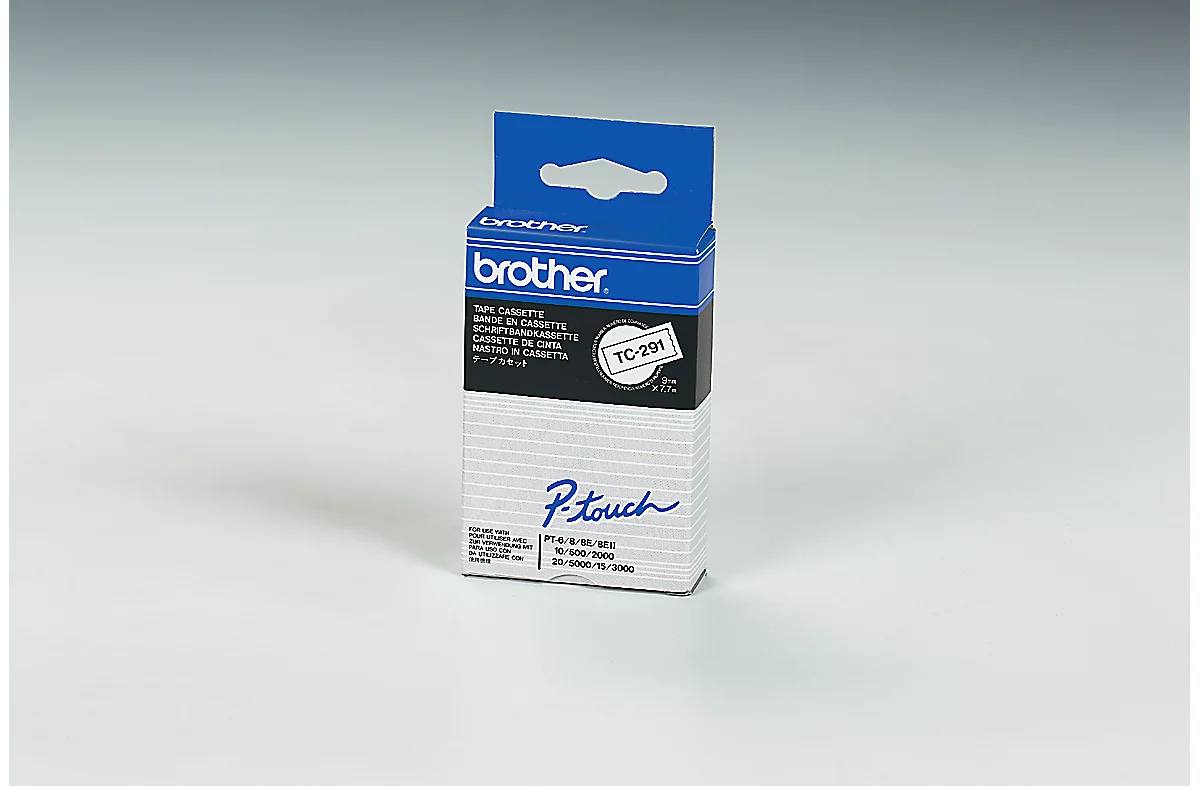 Brother Schriftbandkassette TC-291, 9 mm breit, weiss/schwarz