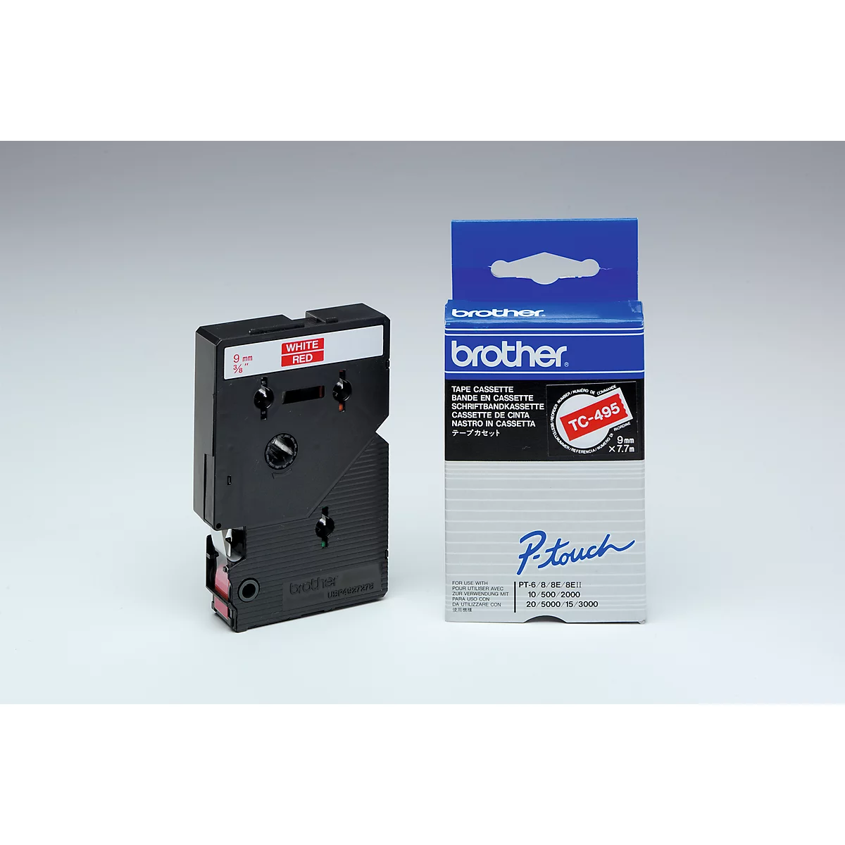Brother Schriftbandkassette TC-495, 9 mm breit, rot/weiß