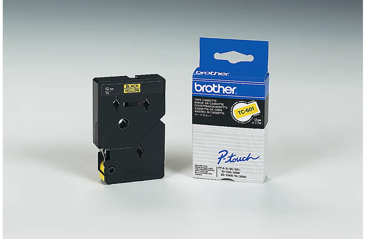 Brother Schriftbandkassette TC-601, 12 mm breit, gelb/schwarz