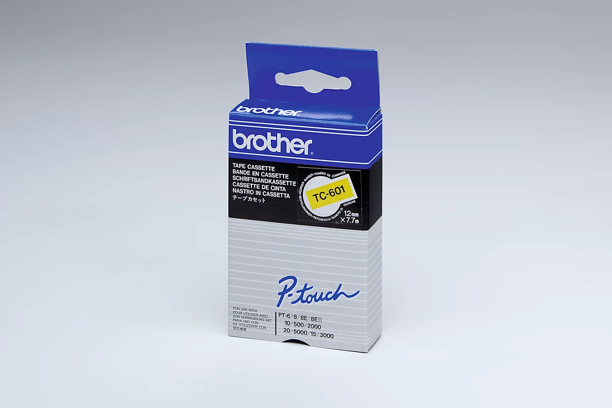 Brother Schriftbandkassette TC-601, 12 mm breit, gelb/schwarz