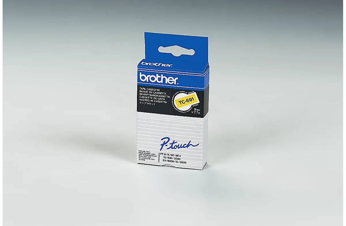 Brother Schriftbandkassette TC-691, 9 mm breit, gelb/schwarz