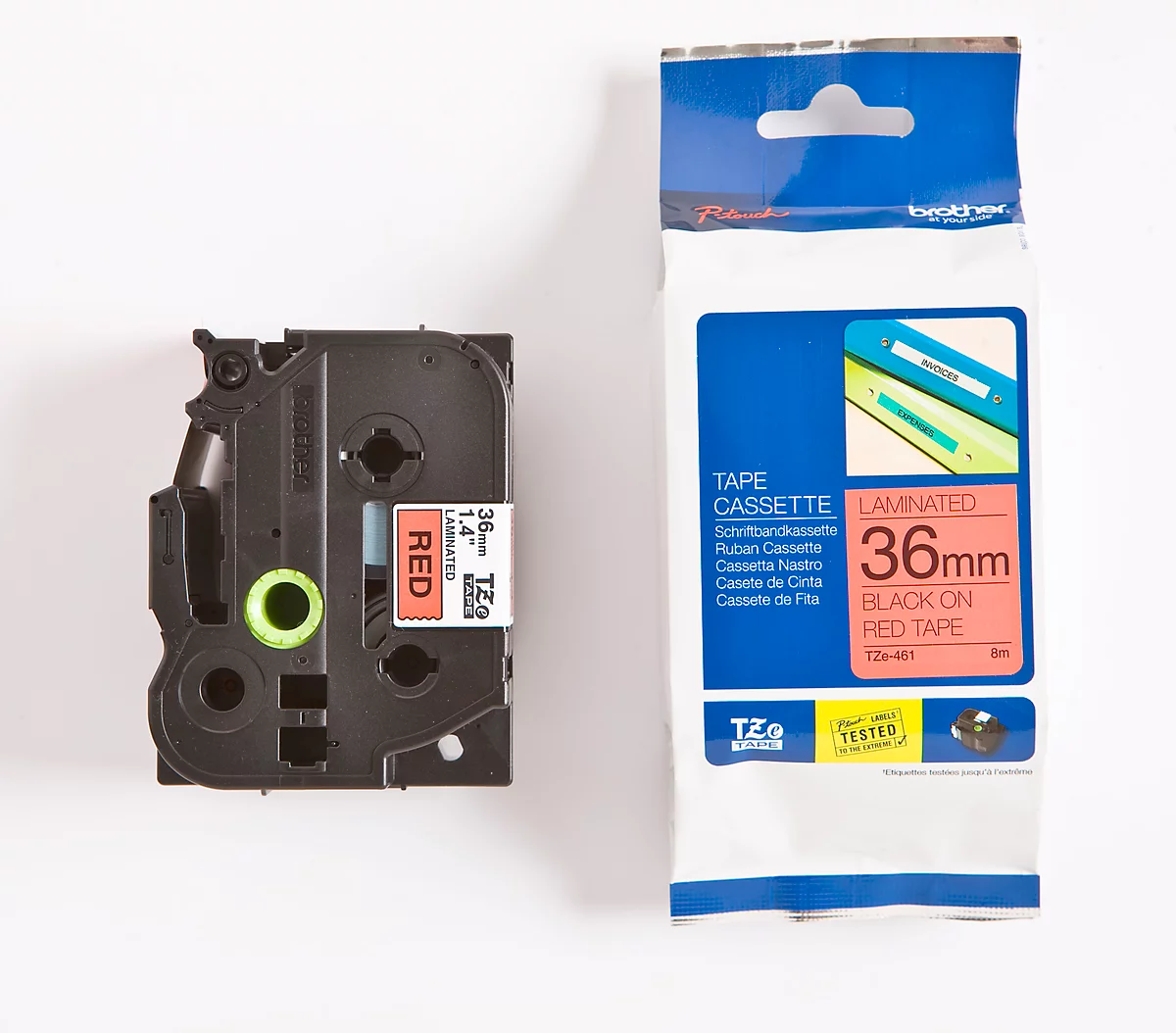Brother Schriftbandkassette TZe-461, 36 mm, rot/schwarz