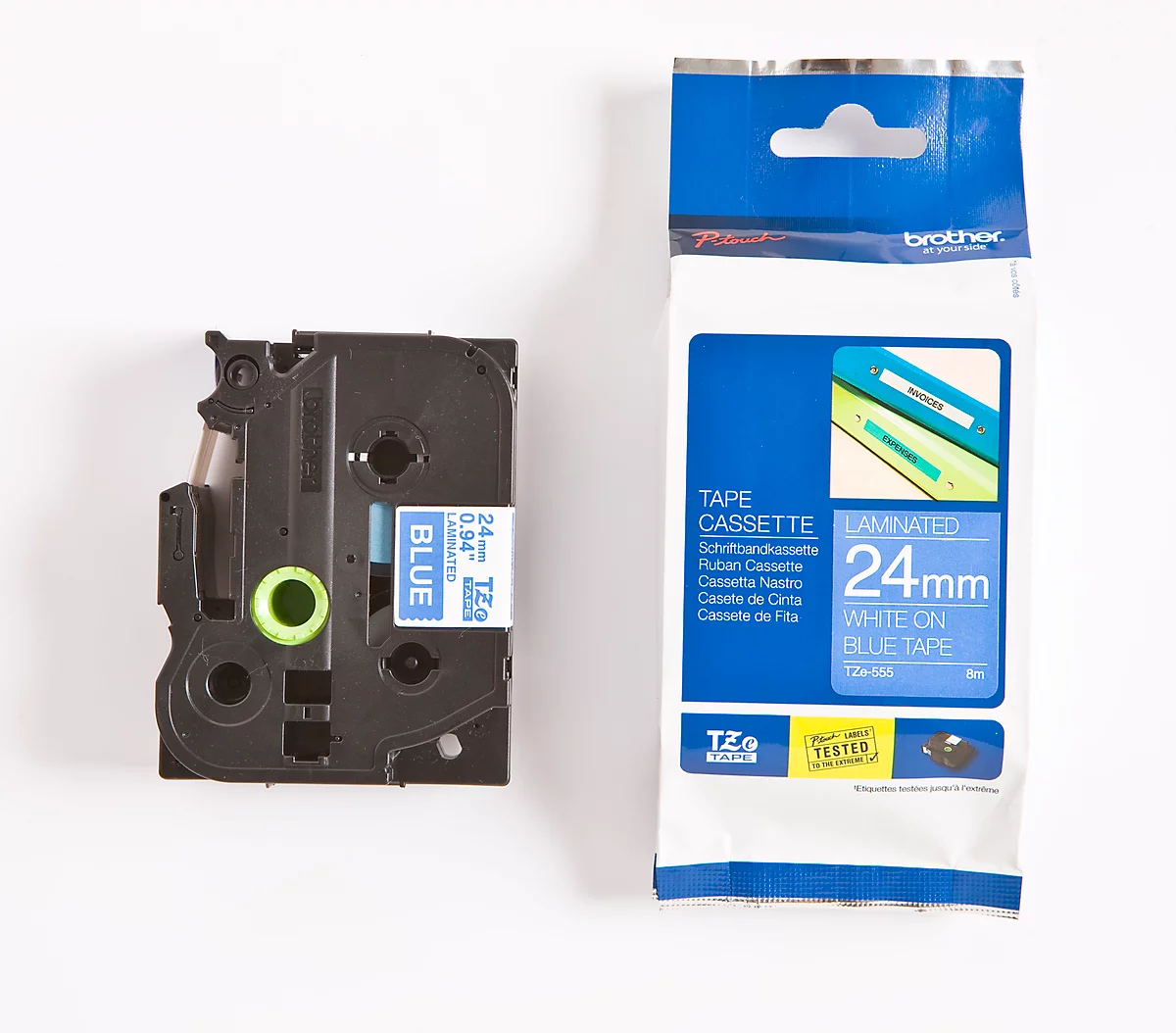Brother Schriftbandkassette TZe-555, 24 mm, blau/weiß