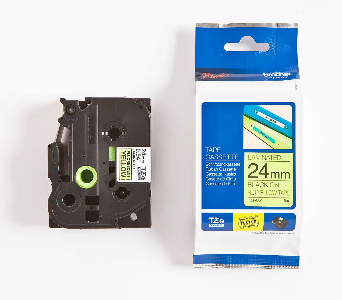 Brother Schriftbandkassette TZe-C51, 24 mm, signalgelb/schwarz
