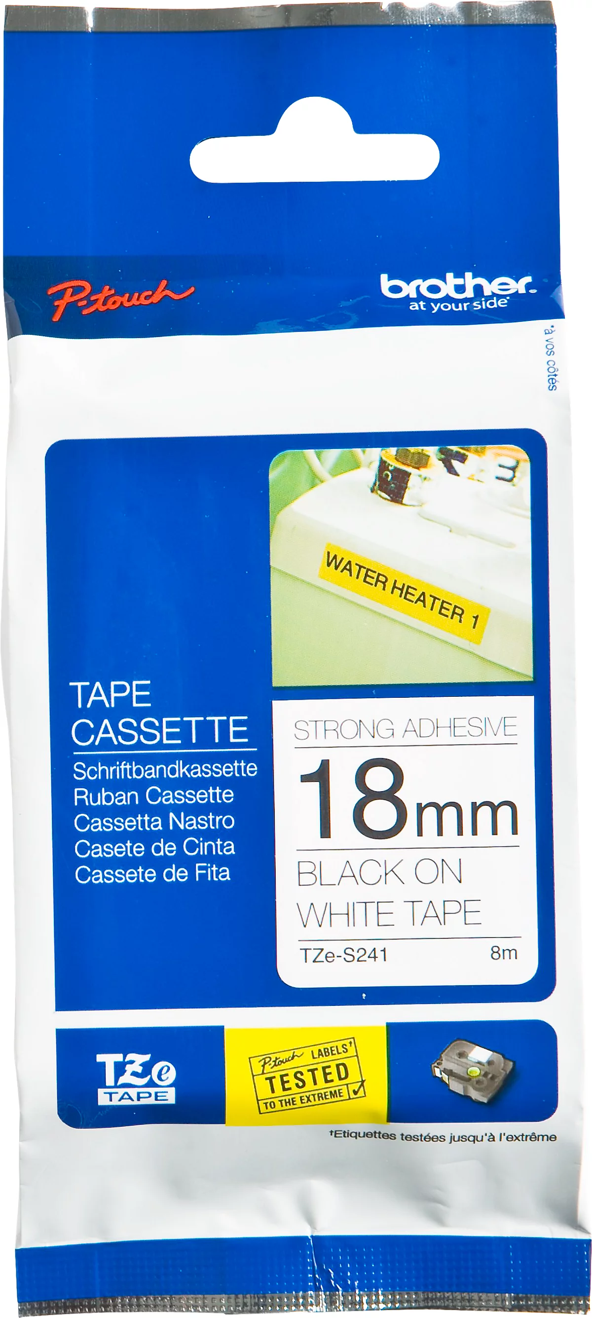 Brother Schriftbandkassette TZe-S241, 18 mm breit, weiß/schwarz