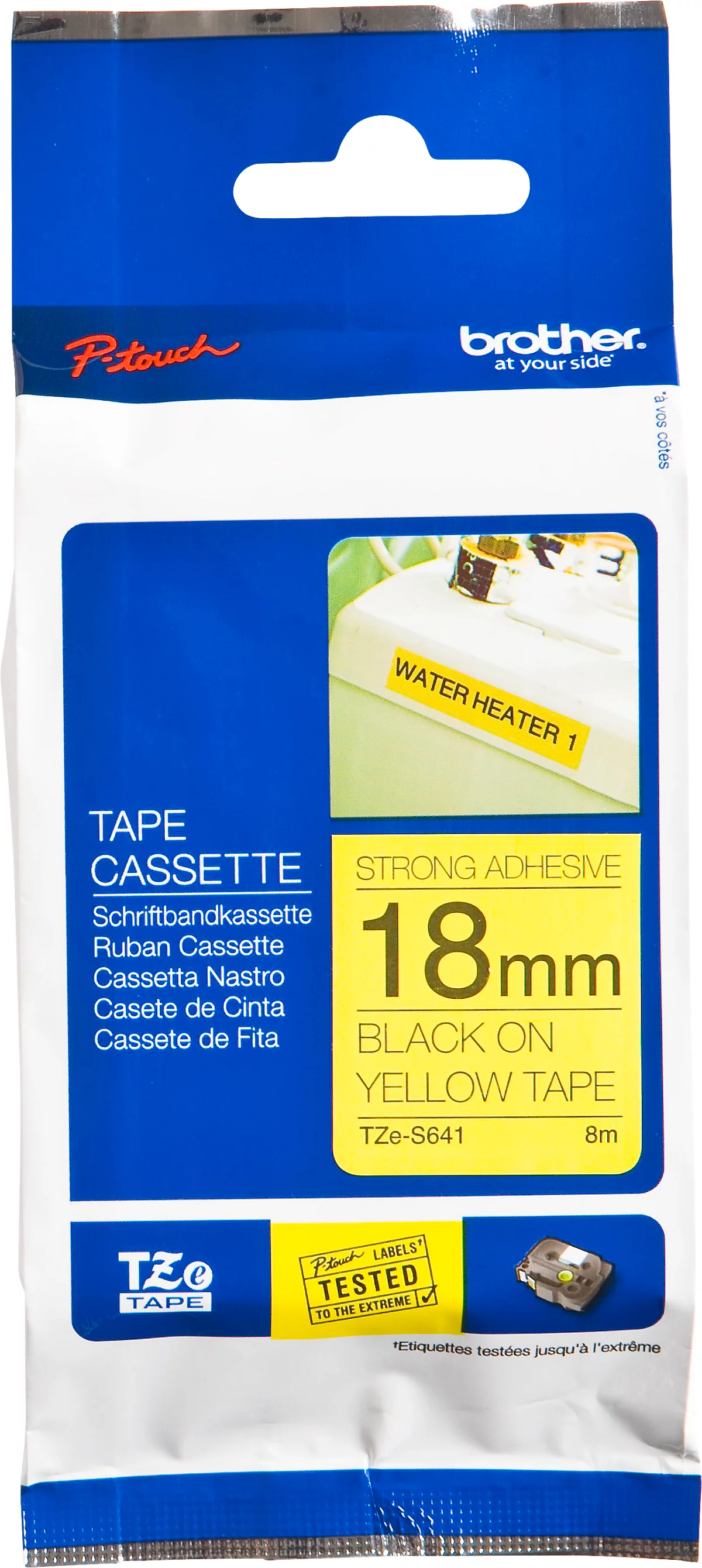 Brother Schriftbandkassette TZe-S641, 18 mm breit, gelb/schwarz