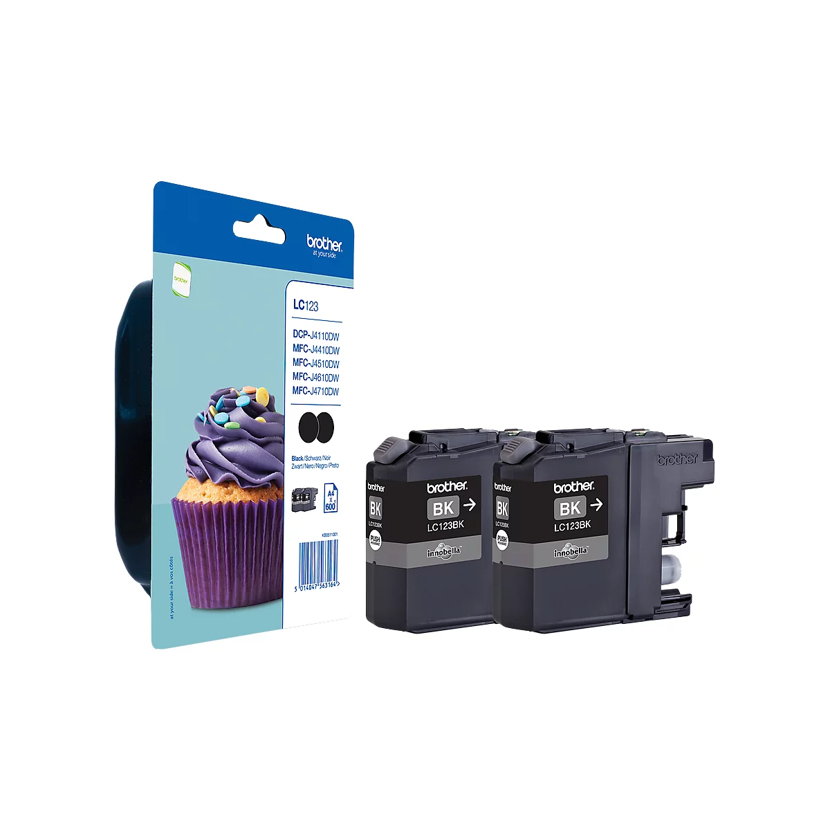 Brother Sparpaket 2 Tintenpatronen LC-123BKBP2, schwarz, original