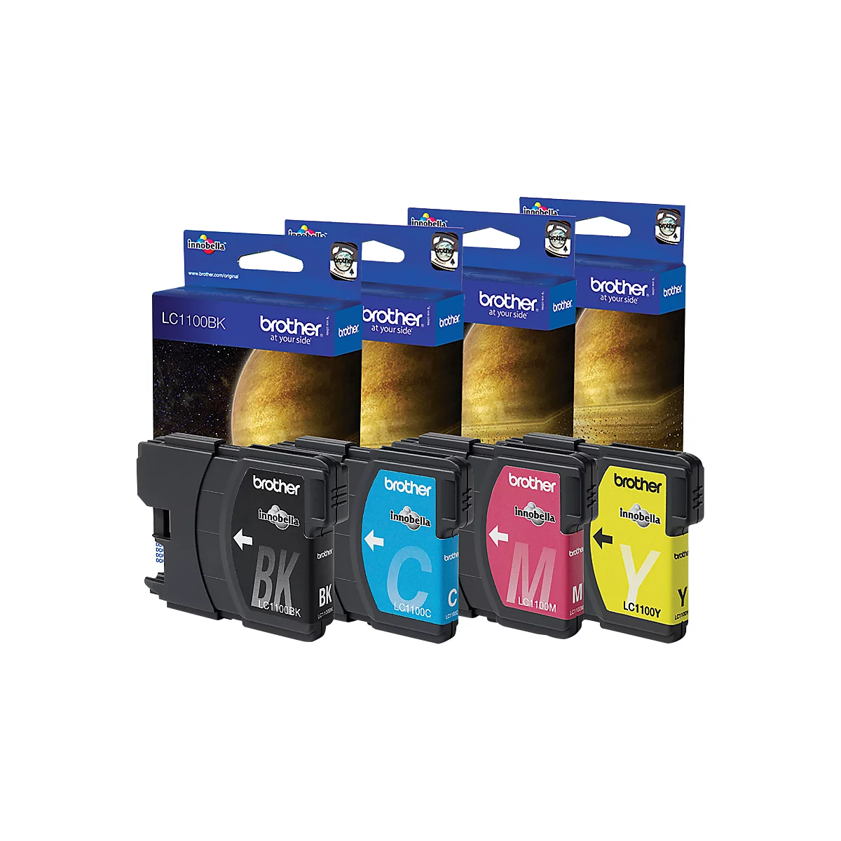 Brother Sparpaket 4 Tintenpatronen LC-1100BK/C/M/Y schwarz, cyan, magenta, gelb, original
