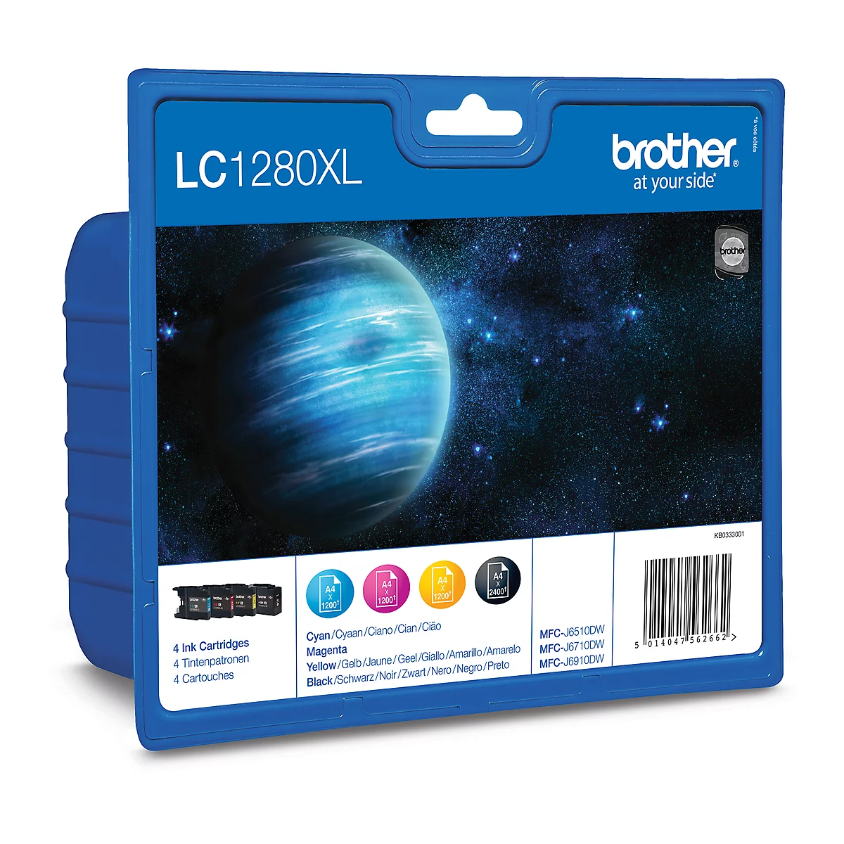 Brother Sparpaket 4 Tintenpatronen LC-1280XLBK/C/M/Y schwarz, cyan, magenta, gelb, original