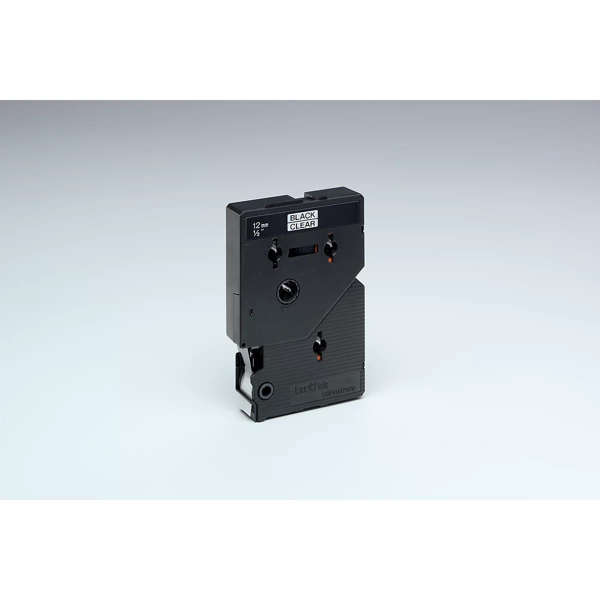 Black labeling cassette on a white background. Features the text "BLACK CLEAR".