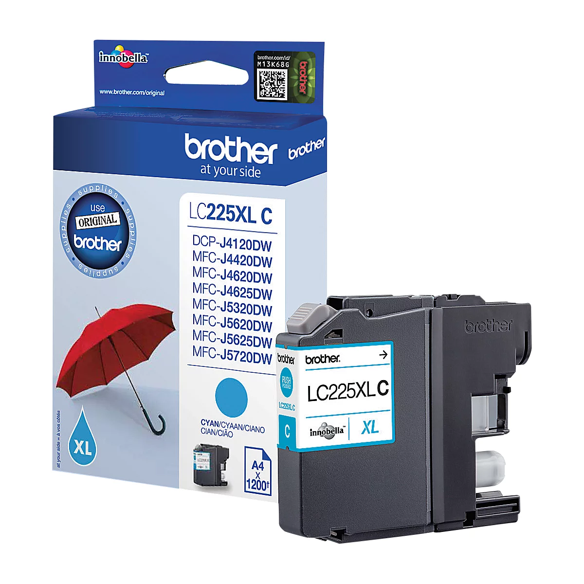 Brother Tintenpatrone LC-225XLC, cyan, original