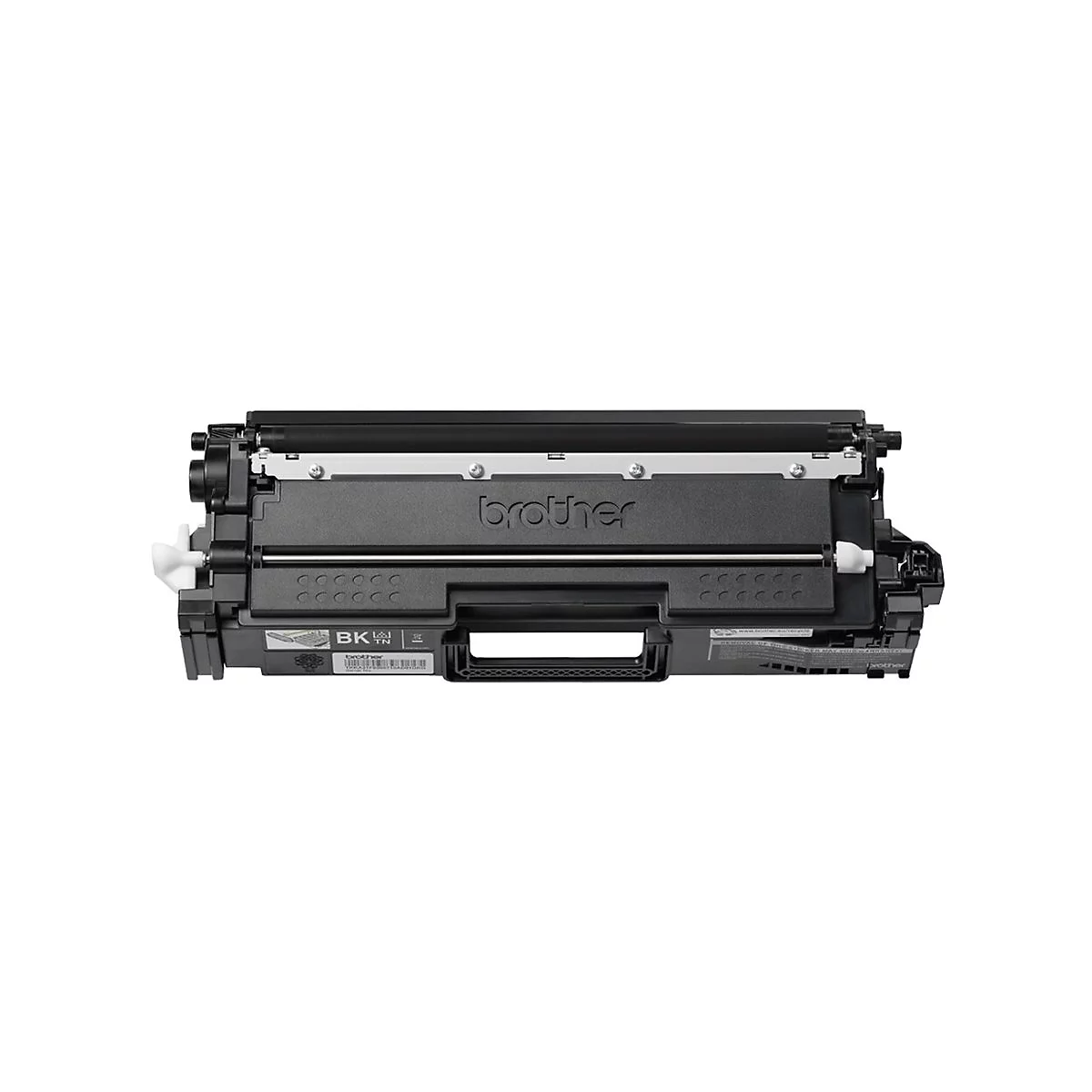 Schwarze Tonerkartusche mit "brother" Logo, Aufschriften und Griff. Vordergrund: "BK TN".