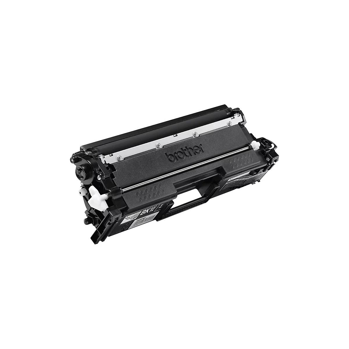 Schwarze Brother Toner-Patrone, diagonale Ansicht, mit Logo und Label.
