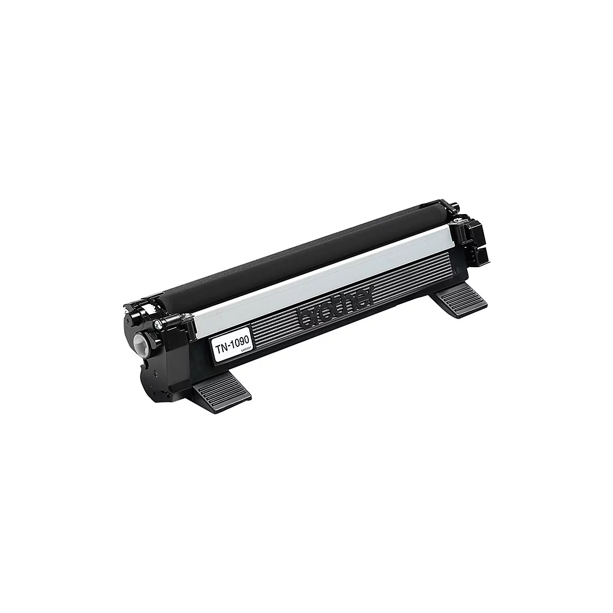 Schwarze Brother TN-1090 Tonerkartusche vor weißem Hintergrund.