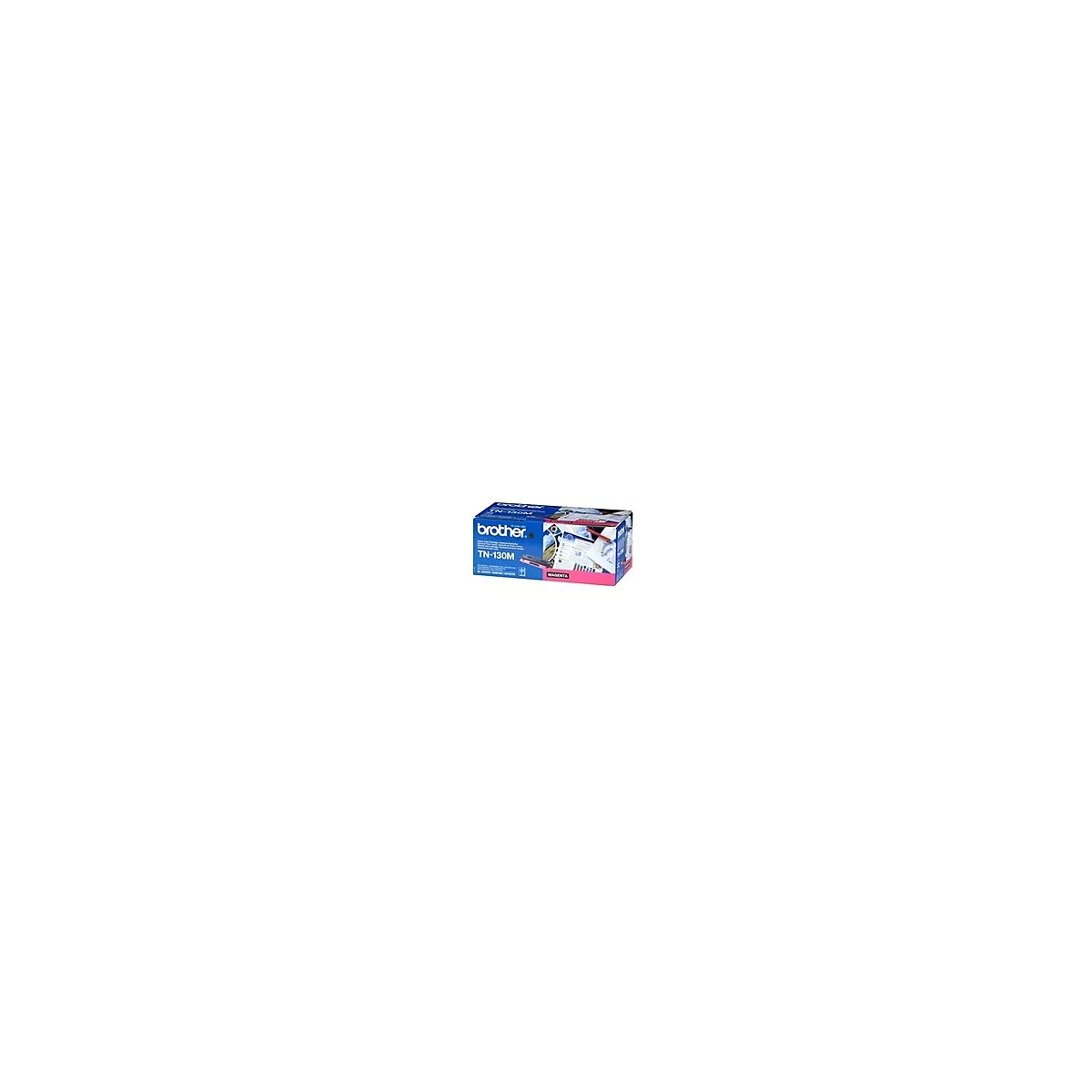 Magenta Tonerpatrone Brother TN-130M in blauer Box mit Logo und Produktbezeichnung.