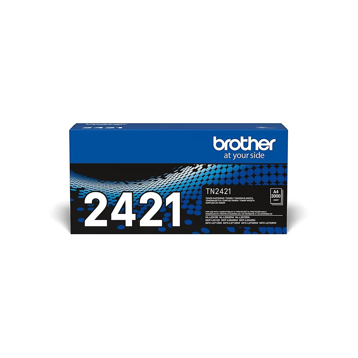 Blaue Brother TN2421 Tonerkartuschen-Verpackung mit großem Produktnamen und Seitenzahlangabe.