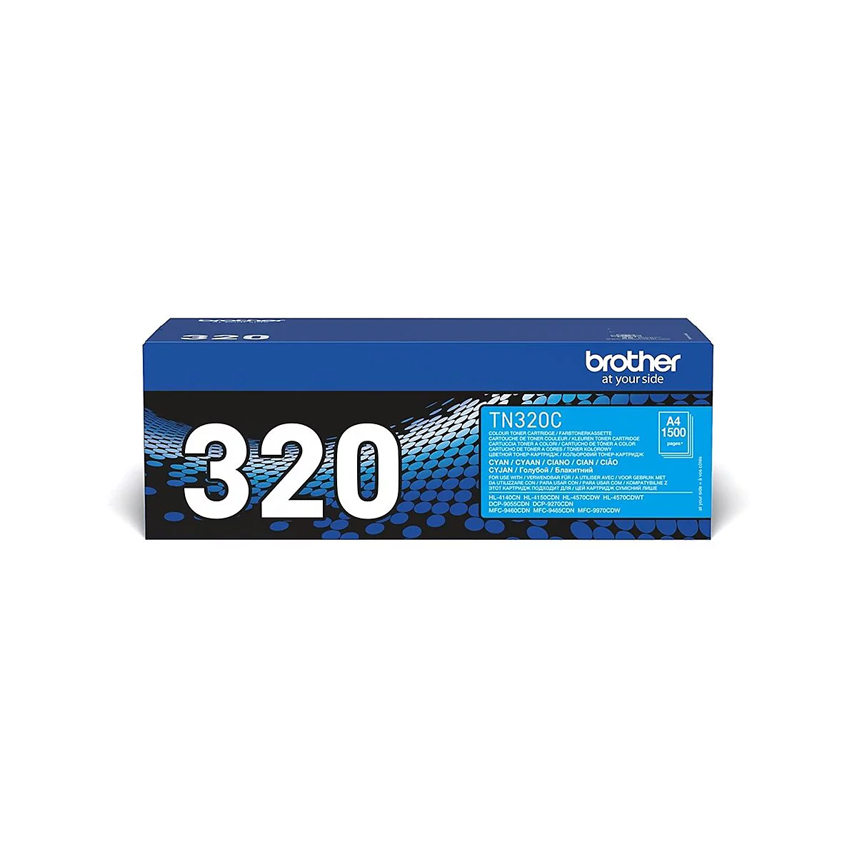 Blauer Brother TN-320C Toner Kartusche. Aufdruck: 320, 1500 Seiten.