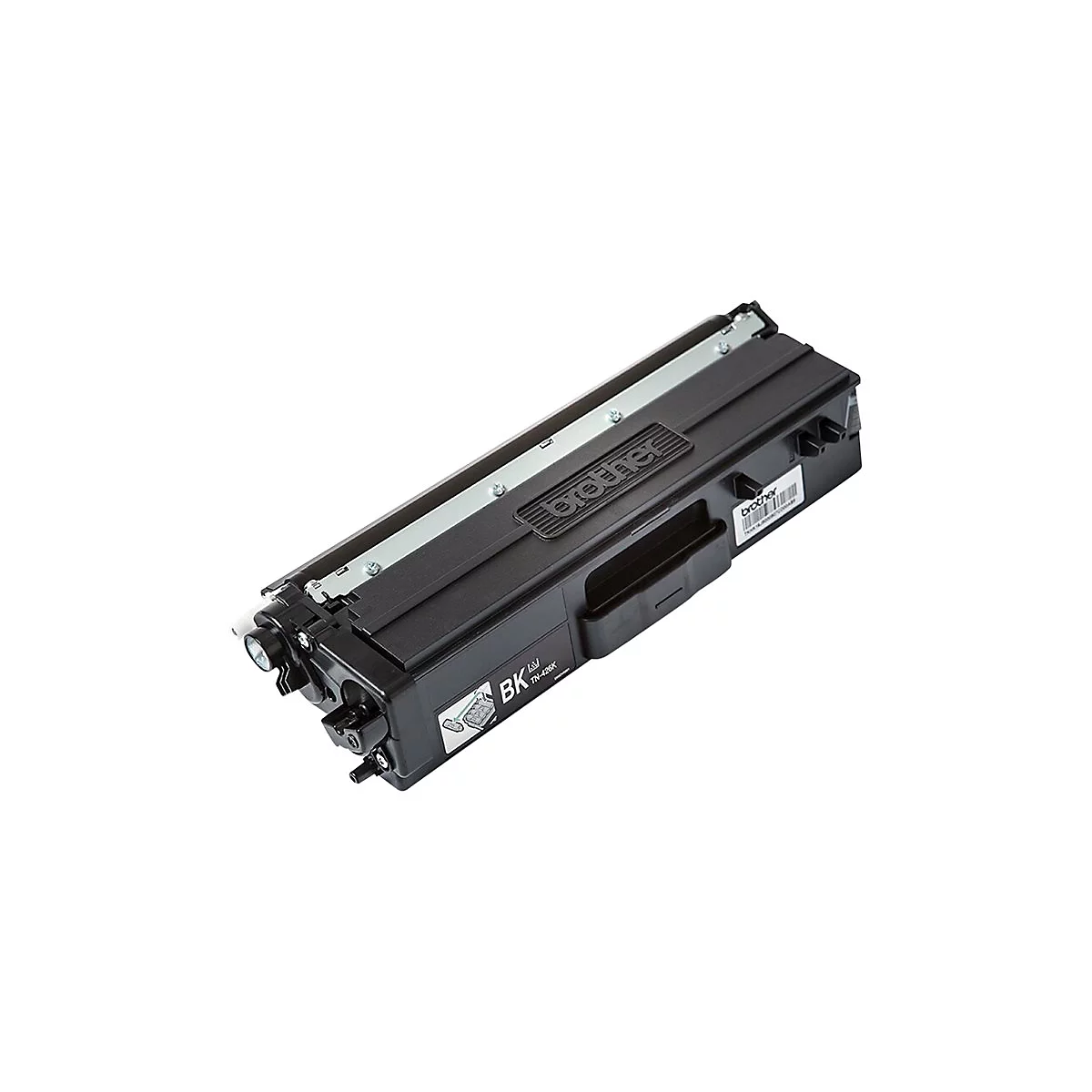 Cartouche de toner Brother noire, vue de face, sur fond blanc. Le produit porte le logo Brother.