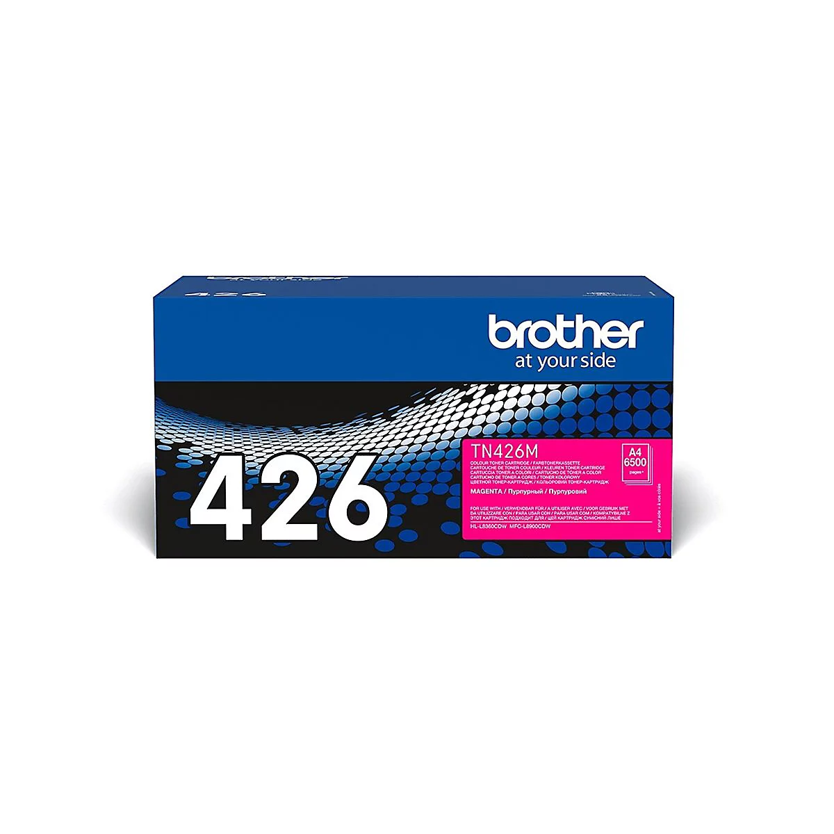 Ein blauer Brother-Toner-Kartuschen-Karton mit der Aufschrift "426". Der Text "Brother at your side" ist oben rechts abgebildet.