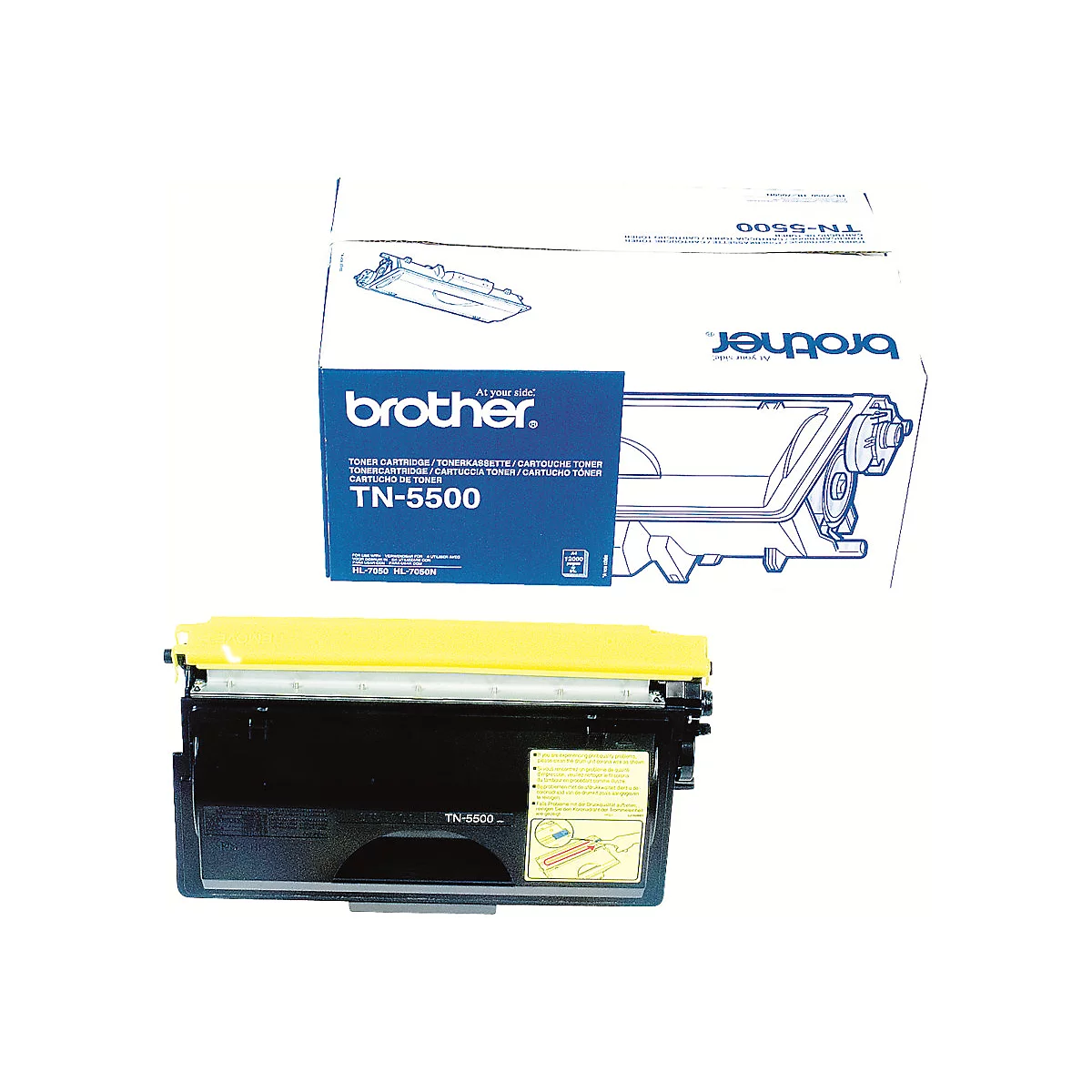 Ein Drucker Toner der Marke Brother. Auf der blauen Verpackung steht TN-5500.