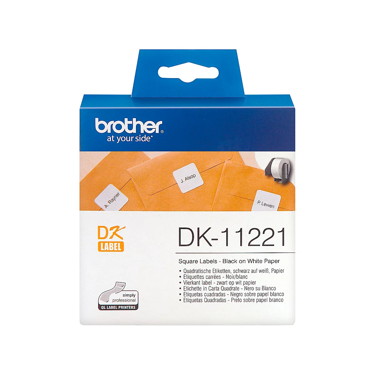 Brother vierkante etiketten DK-11221, 23x23 mm, 1000 stuks