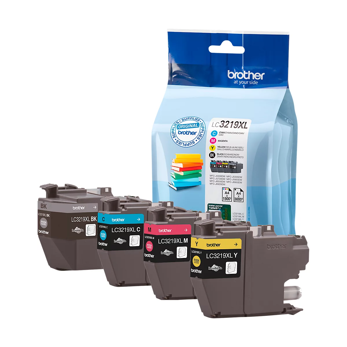 Brother voordeelpakket 4 inktcartridges LC-3219XLVALDR, zwart, cyaan, magenta, geel
