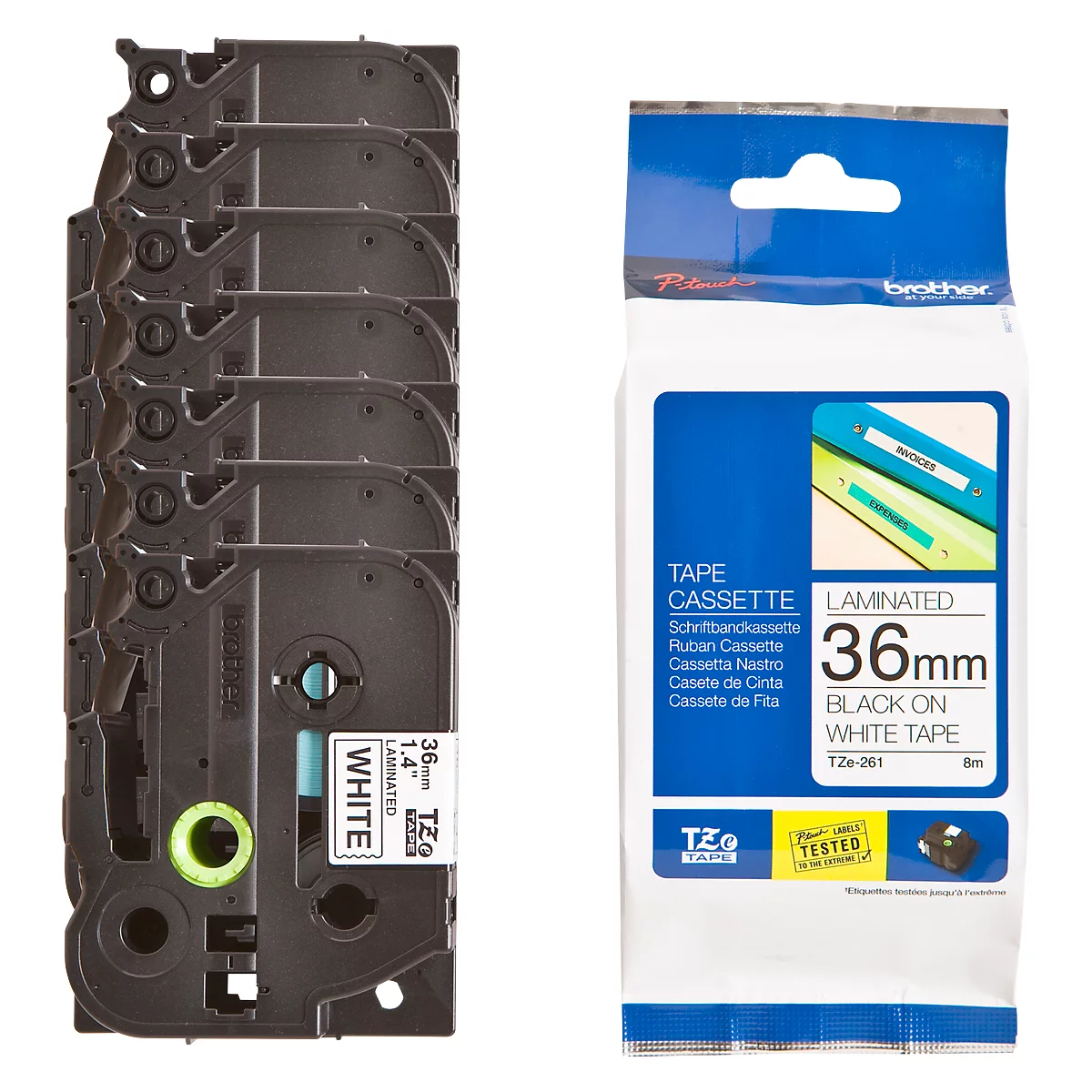 Brother voordeelset 36 mm lint beletteringssystemen TZe-261, 6 + 1 GRATIS