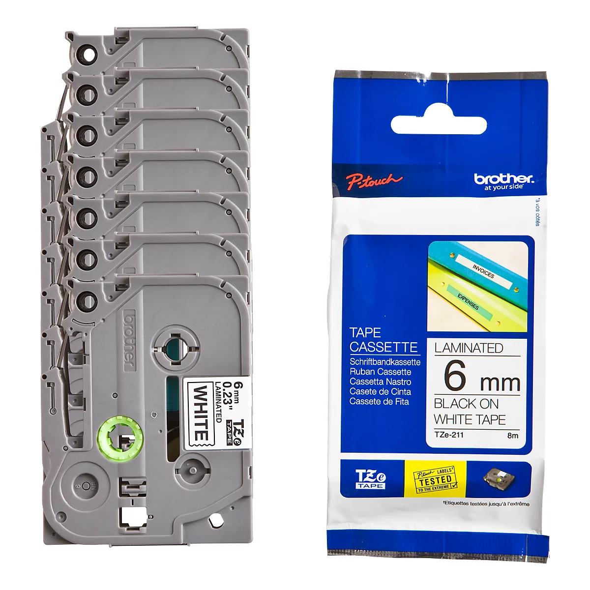 Brother voordeelset 6 mm lint beletteringssystemen TZe-211, 6 + 1 GRATIS