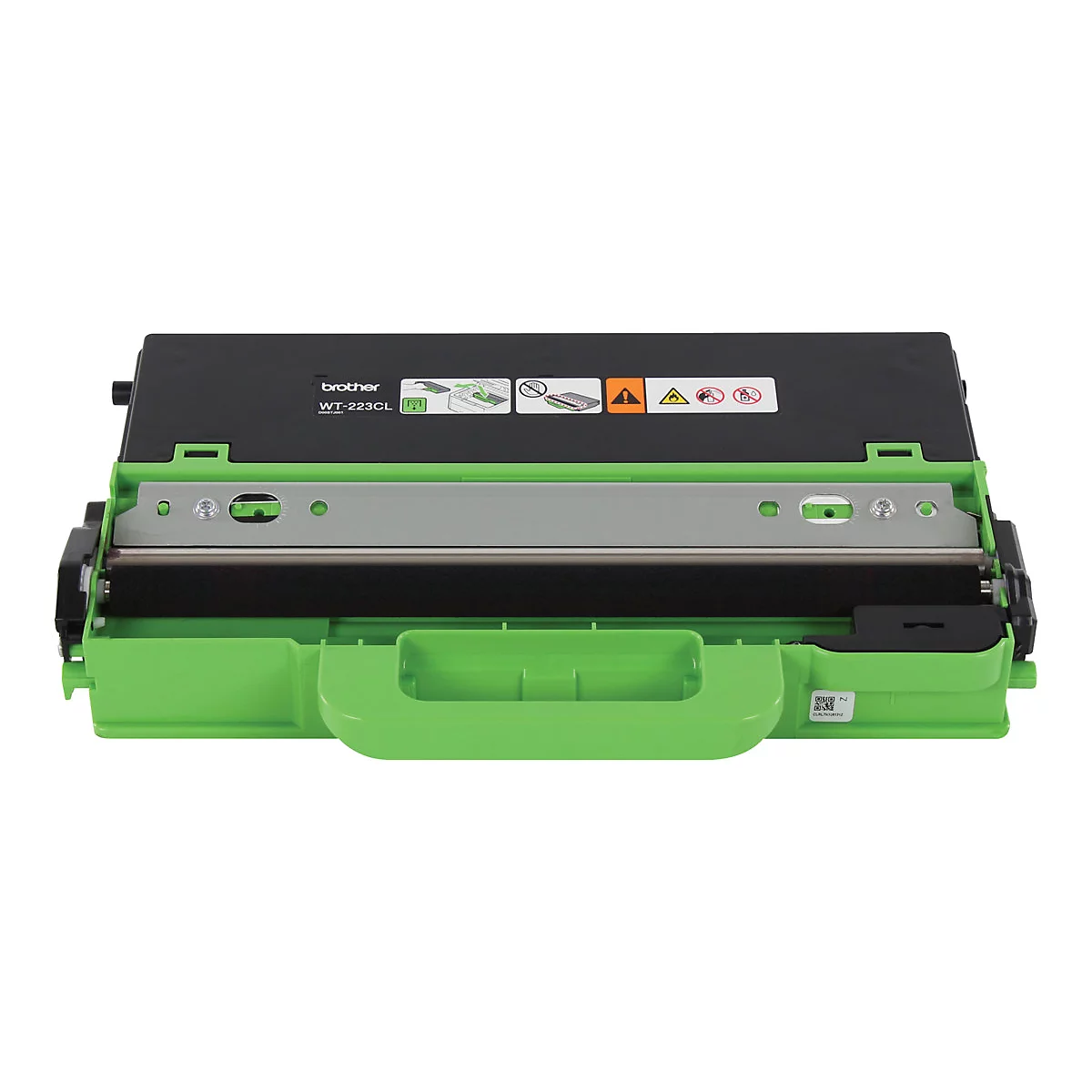 Ein grÃ¼ner und schwarzer Brother Toner WT-223CL. Er hat eine graue Walze und grÃ¼ne Griffe. Aufschrift: WT-223CL.