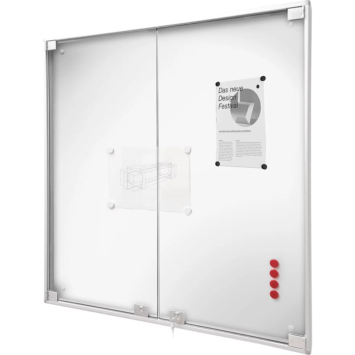 BST MEDIA DT vitrinekast, voor binnen, gehard veiligheidsglas, draaideur, displayformaat 12x DIN A4