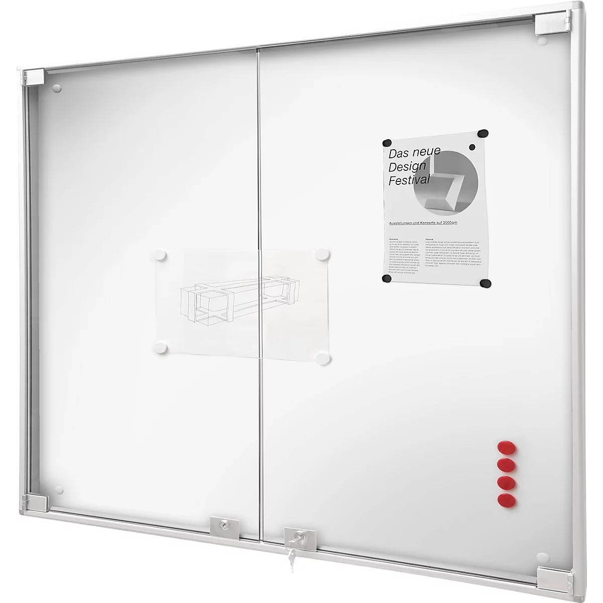 BST MEDIA DT vitrinekast, voor binnen, gehard veiligheidsglas, draaideur, displayformaat 21x DIN A4
