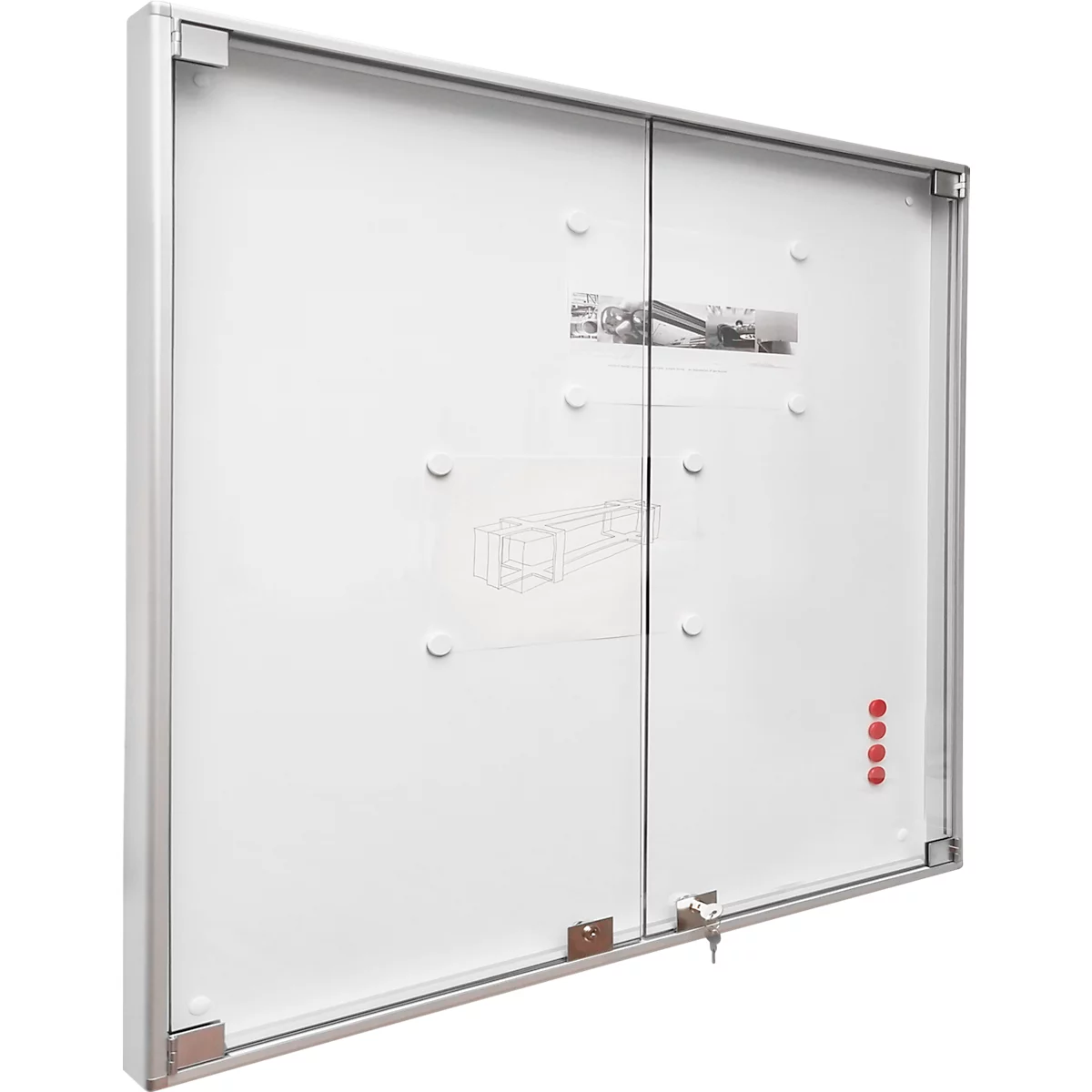 BST MEDIA DT vitrinekast, voor binnen, gehard veiligheidsglas, draaideur, displayformaat 21x DIN A4