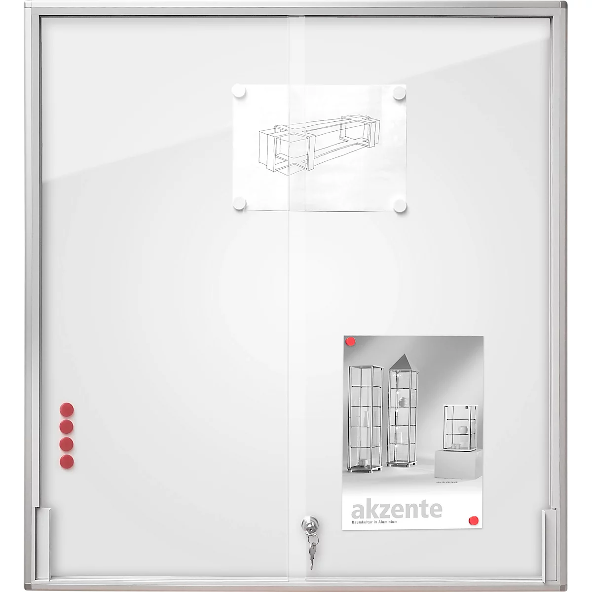 BST MEDIA ST vitrinekast, voor binnen, gehard veiligheidsglas, schuifdeur, display formaat 8x DIN A4
