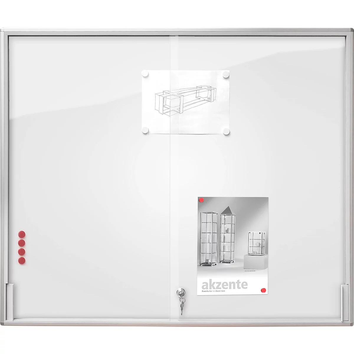 BST MEDIA ST vitrinekast, voor binnen, gehard veiligheidsglas, schuifdeur, displayformaat 21x DIN A4