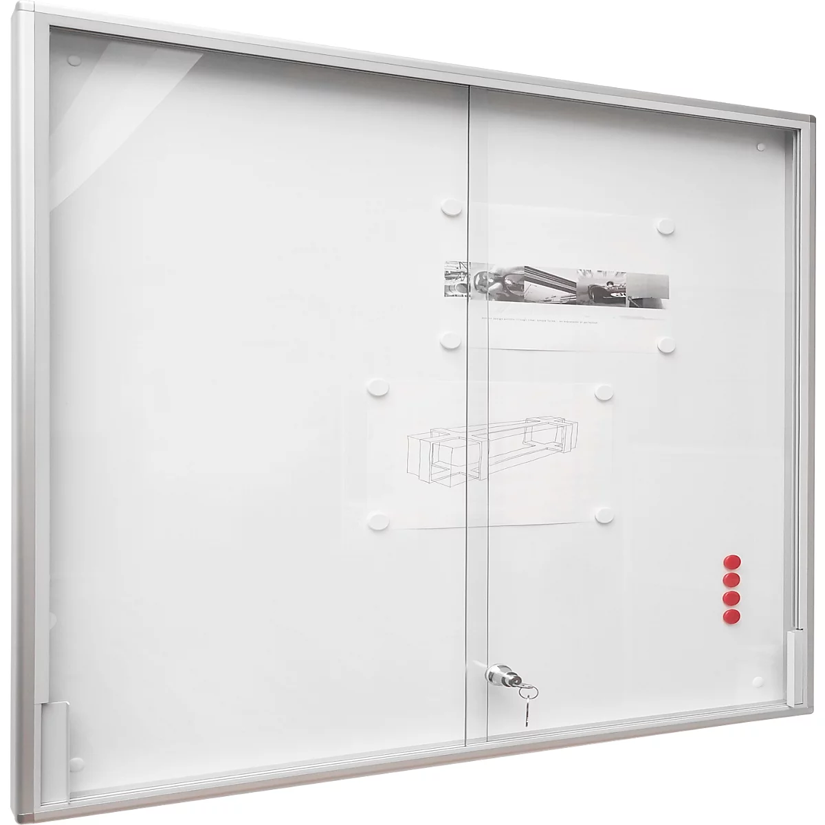 BST MEDIA ST vitrinekast, voor binnen, gehard veiligheidsglas, schuifdeur, displayformaat 21x DIN A4