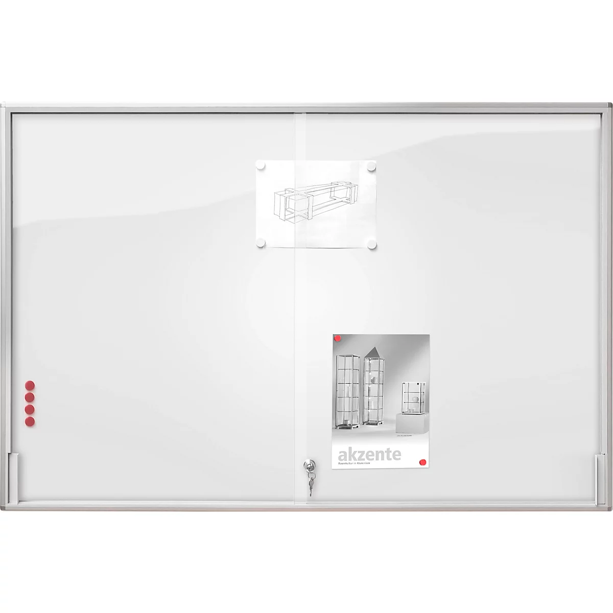 BST MEDIA ST vitrinekast, voor binnen, gehard veiligheidsglas, schuifdeur, displayformaat 27x DIN A4