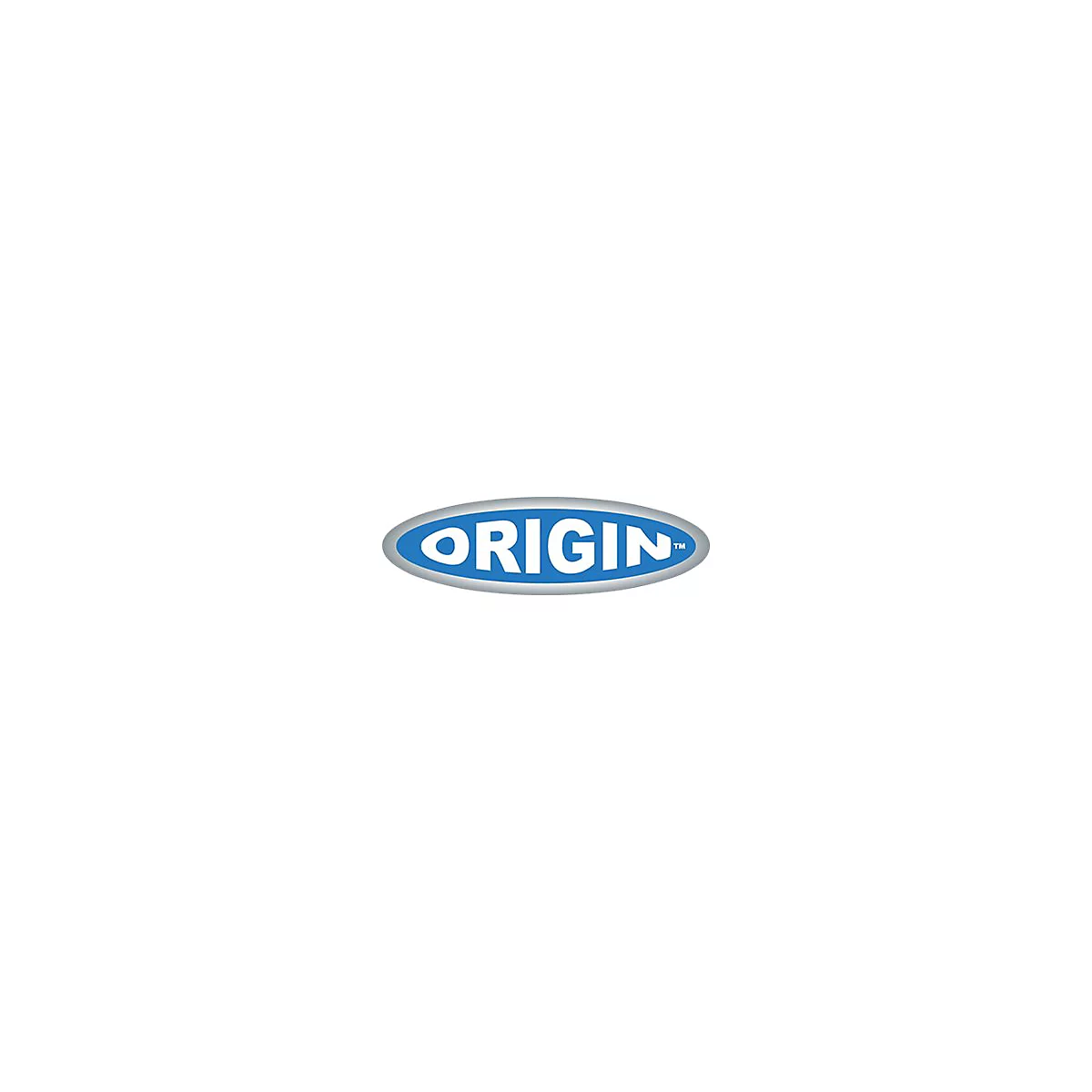 Blaues Logo mit weißem Schriftzug ORIGIN, umgeben von einem silbergrauen Oval.