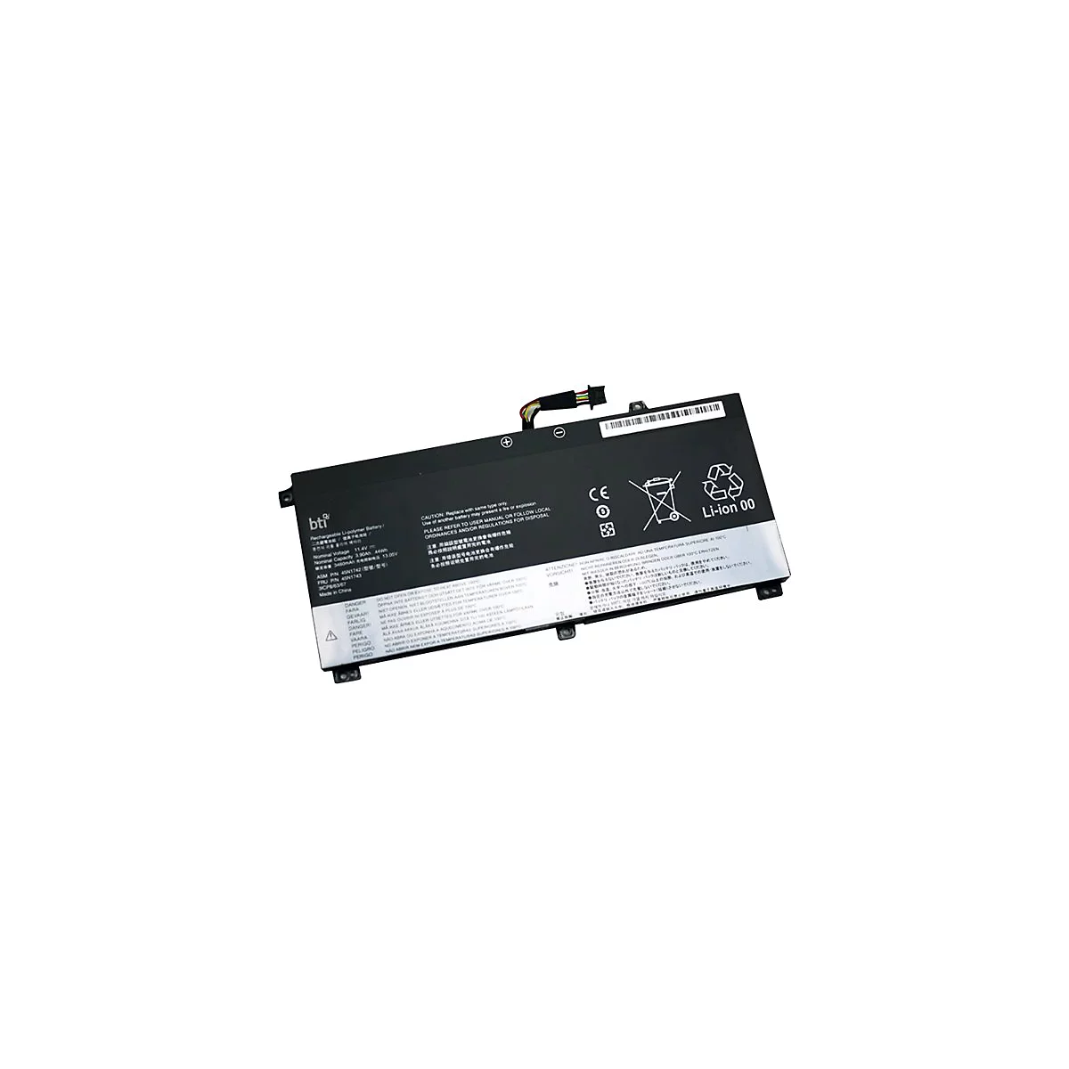BTI - Laptop-Batterie (gleichwertig mit: Lenovo 45N1740, Lenovo 45N1743, Lenovo 45N1741, Lenovo 45N1742) - Lithium-Ionen - 3 Zellen - 3900 mAh - 44 Wh