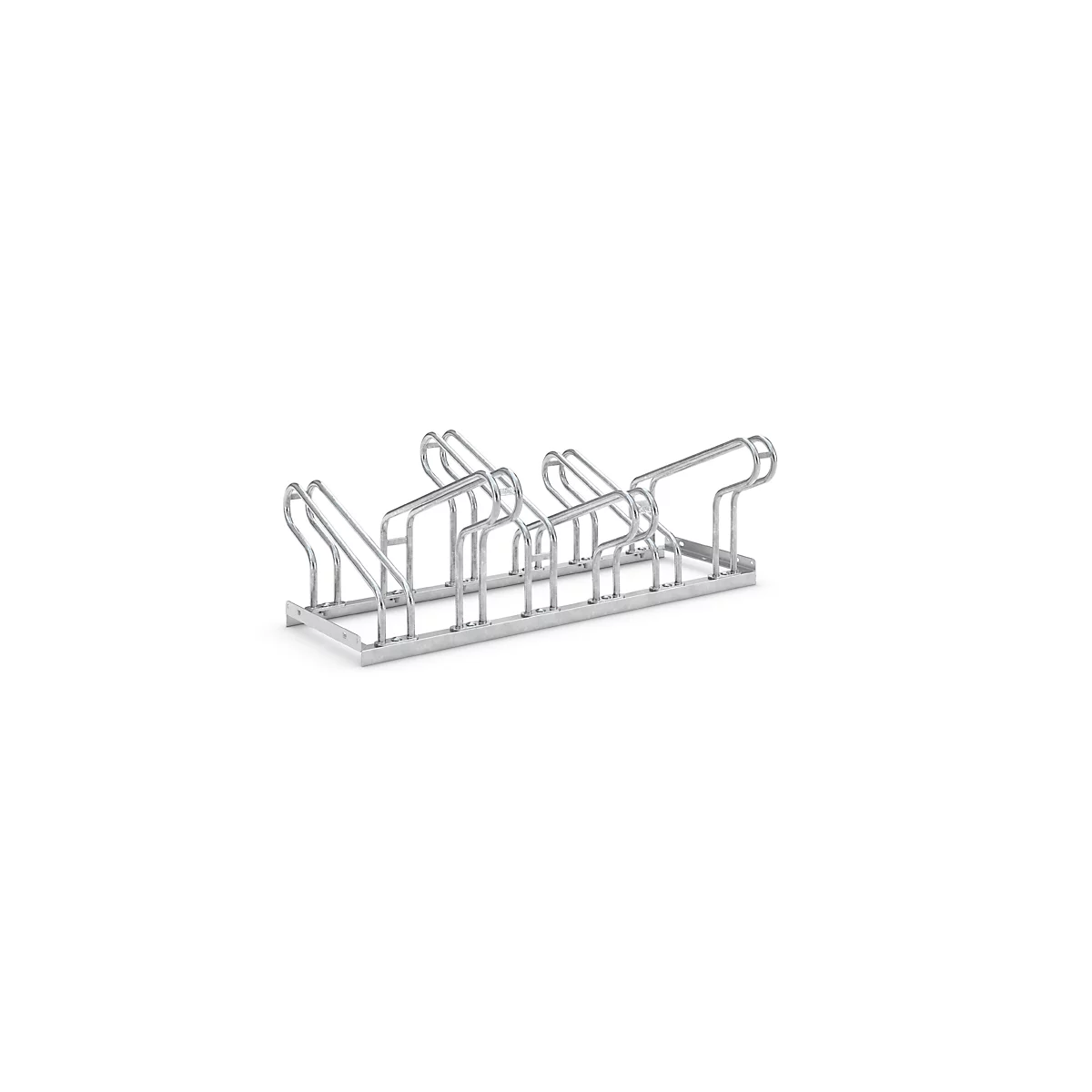 Bügelparker WSM, 2-seitig, für Reifen bis B 55 mm, B 1050 x T 3200 x H 500 mm, Stahl feuerverzinkt, 6 Einstellplätze, zerlegt